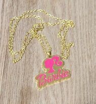 Barbie Letter Drop Oil Pendant Necklace
