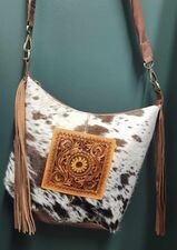Cowhide and Tooled Leather Purse