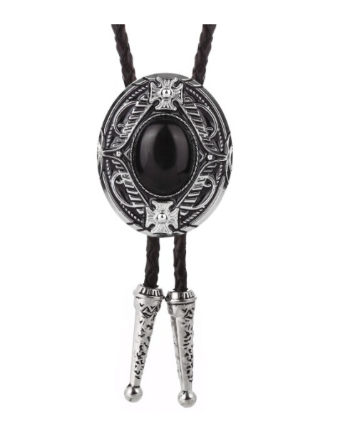 Black Onyx Western Cowboy Bolo Tie