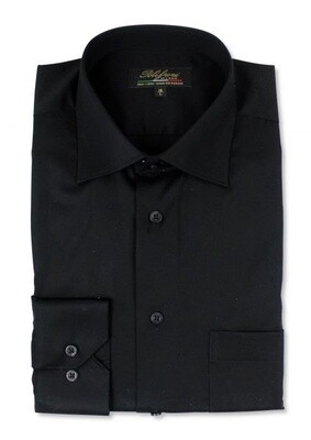 BLu-360 black 100 % Cotton NoIron Fitted Dress Shirt Solid Colour L/S-Colour