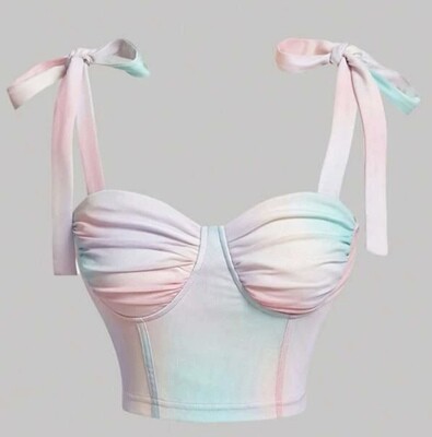 Top de hombros con cordón fruncido bustier ancho con tira