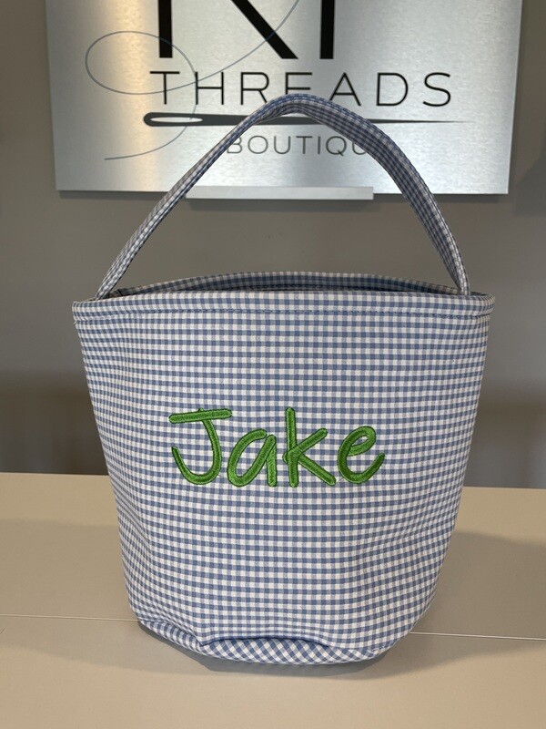 Gingham Easter Buckets With Embroidered First Name