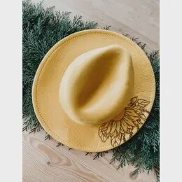 Burnt Hat | Sunflower Design| Cowboy Hat