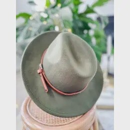Hand Burnt |Fedora Hat|Cowboy Hat|Floral Design Army Green