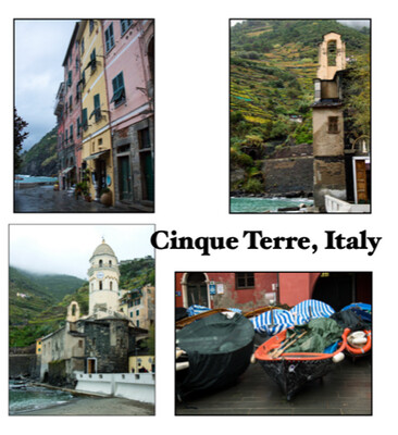 Set of 4 Cinque Terre Cards / Envelopes