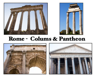 Set of 4 Rome Colums Cards / Envelopes