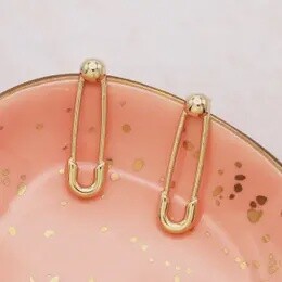 Gold Safety Pin Post Earrings
