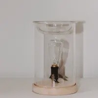 WAX WARMER - WOOD + GLASS WITH EDISON BULB