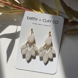Pearl Flower Clay Earrings