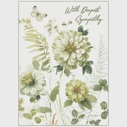 Green Field Floral With Butterfly - Sympathy Card