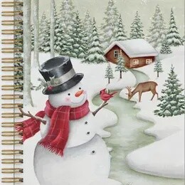 Snowman &amp; Deer Medium Notebook