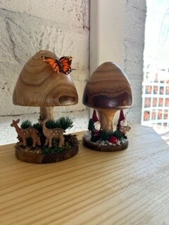 Decorated Wooden Mushroom