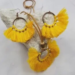 Boho Fringe Necklace and Earrings Set