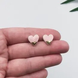 Light Pink Heart Earrings On Sterling Silver
