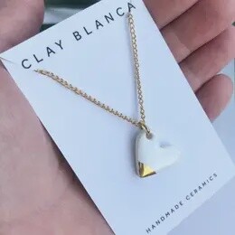White Heart Necklace On Gold Plated Chain