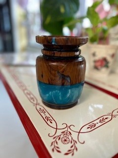 Dark Wood Turquoise Vase