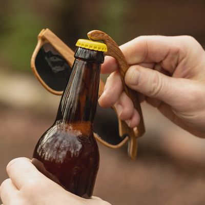 Bottle Opener Sunglasses - Faux Wood