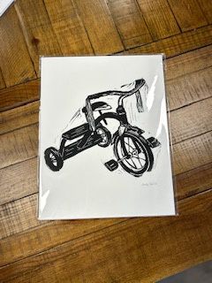 Tricycle Linocut Print