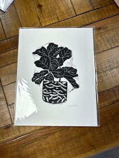 Fiddle Leaf Fig Linocut Print