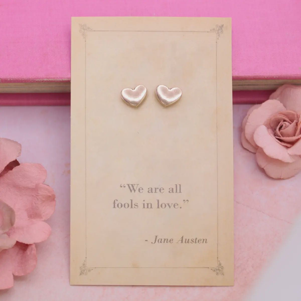 Literary Quotes Heart Post Earrings