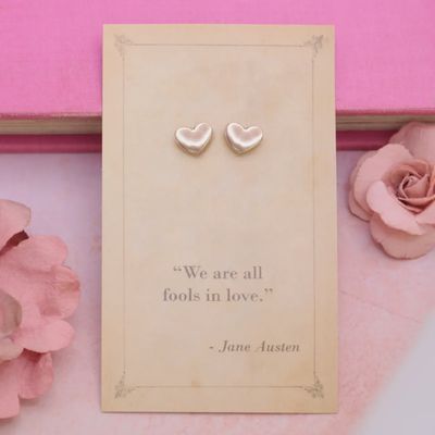 Literary Quotes Heart Post Earrings