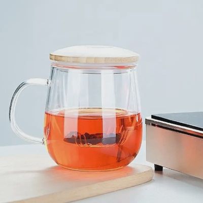 Glass Teacup With Infuser&amp; Bamboo Lid