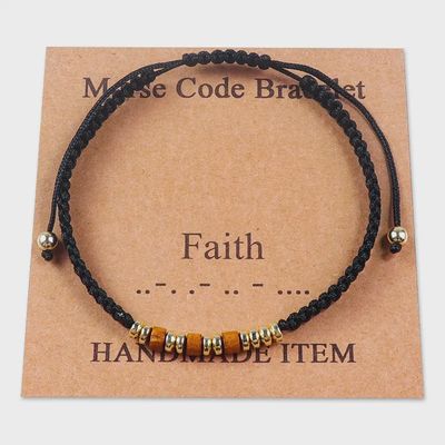 Morse Code Wooden Bead Bracelets-Faith