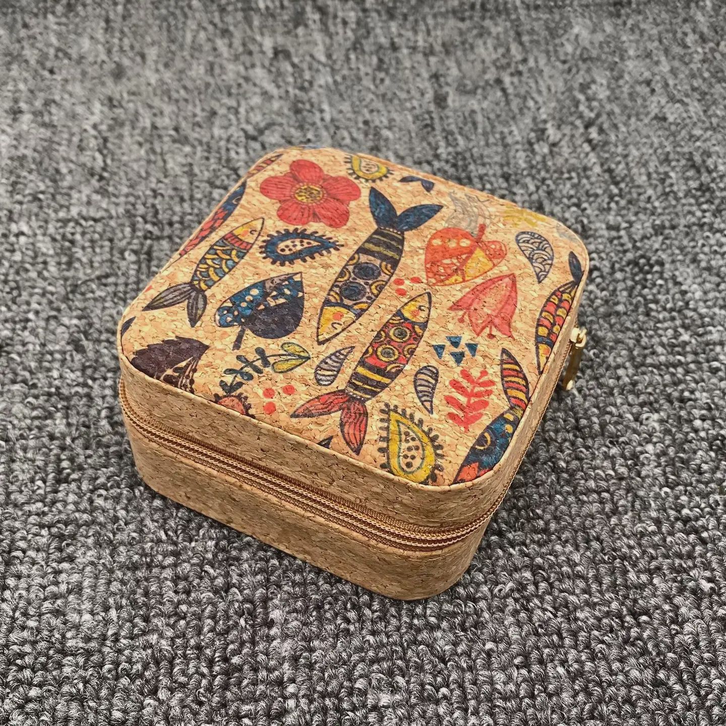 Vintage Crushed Wood Grain PU Leather Jewelry Storage