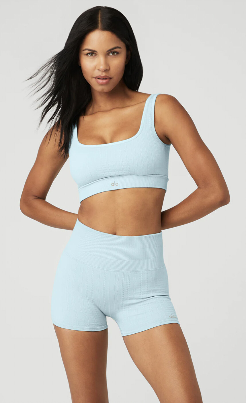 Seamless Cable Knit Bra, Size: XS, Colour: Chalk Blue