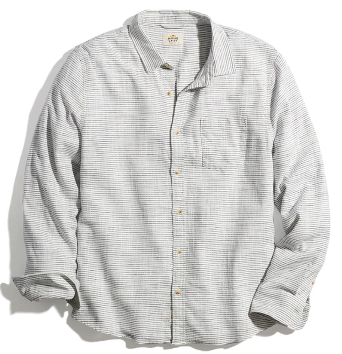 LS Classic Stretch Selvage Shirt, Size: S, Colour: Natural/Black Stripe