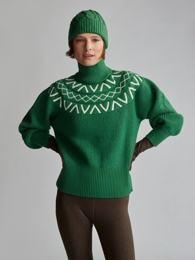 Marcie Fairisle Yoke Knit, Size: XS, Colour: verdant green