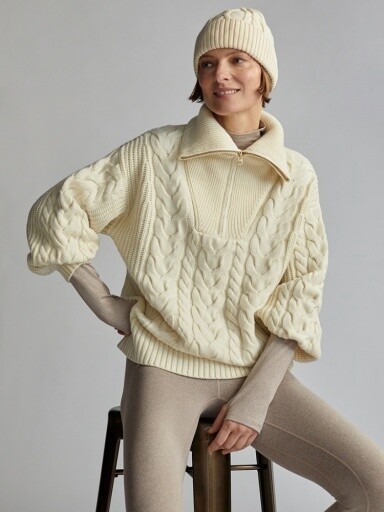 daria half zip cable knit