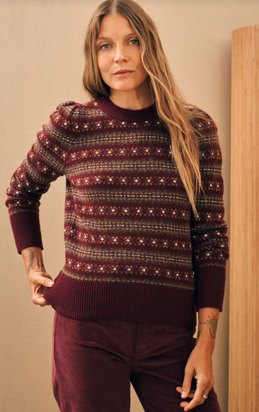 highland fair isle puff slv sweater