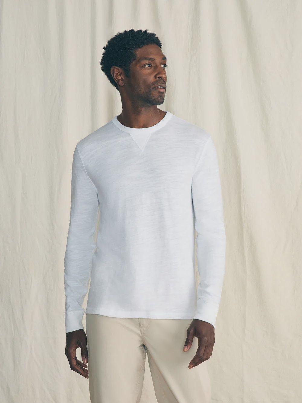 sunwashed slub crew, Size: S, Colour: white