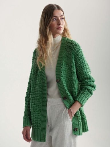 Carla Chunky Rib Cardigan, Size: L, Colour: Jadesheen