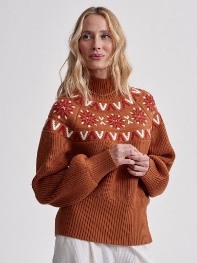 Bowen Fairisle Pullover, Colour: roasted pecan, Size: M