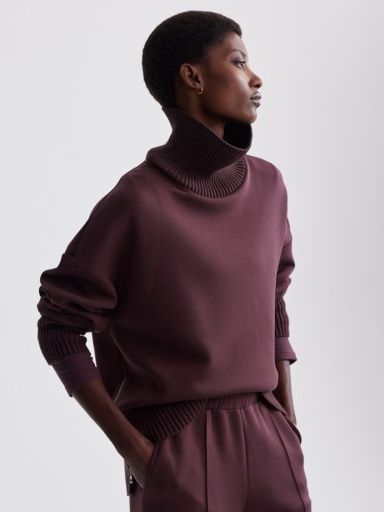 Barker High Neck Sweat, Size: M, Colour: deep mahogany
