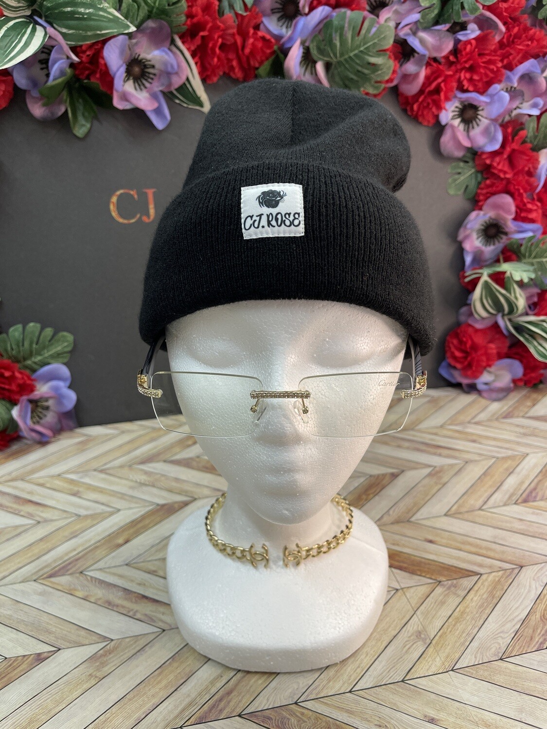 Unisex black satin-lined beanie cap