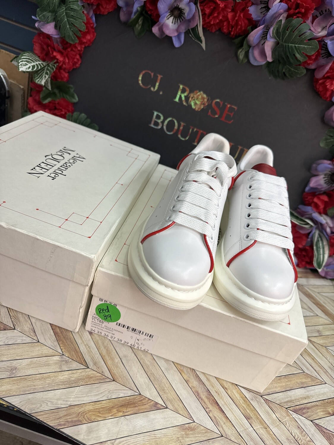 A1 quality- leather with red trim size 39- CLEARANCE