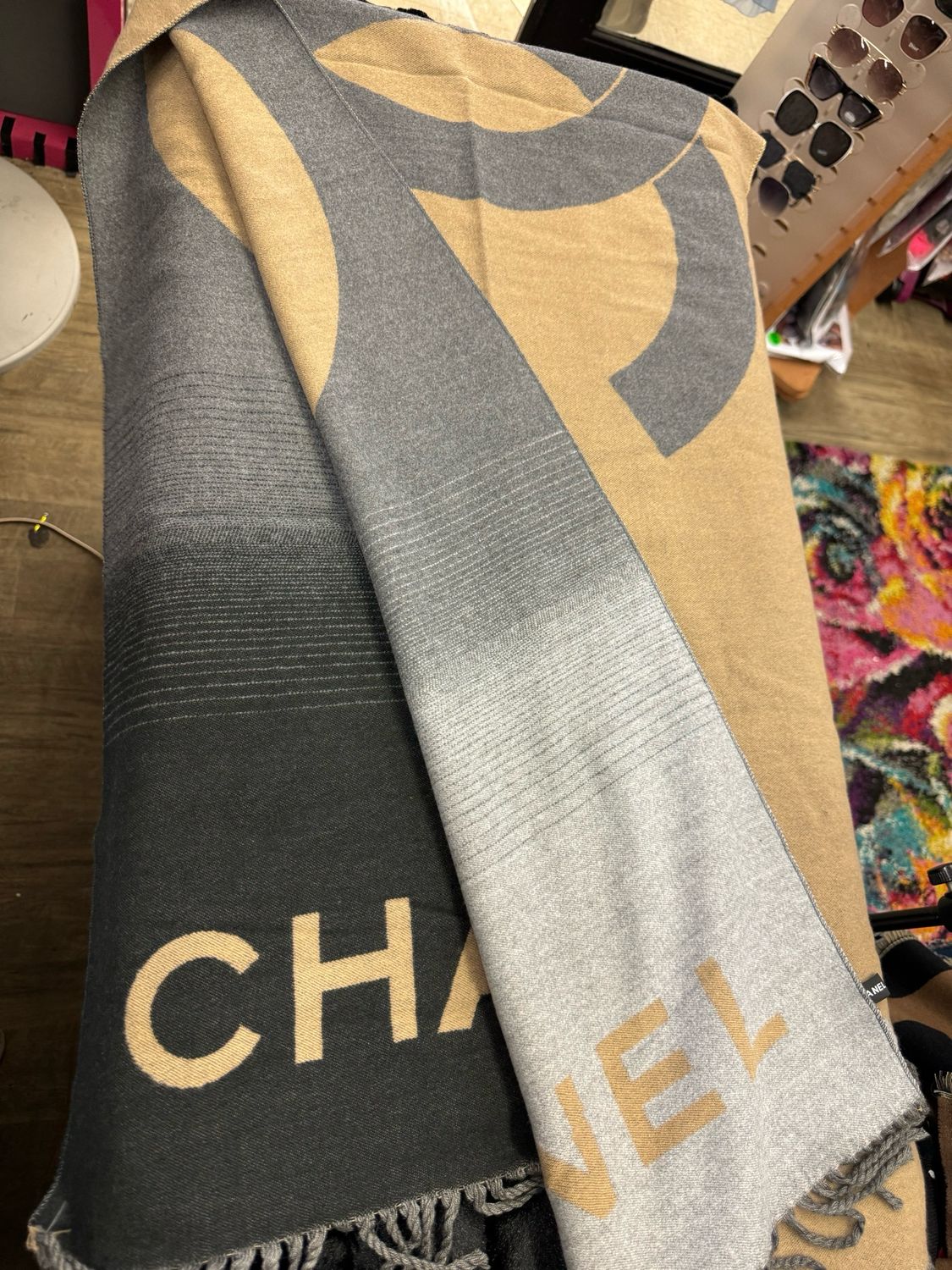 A1 Quality Black/grey Ombré Scarf.  Chanel