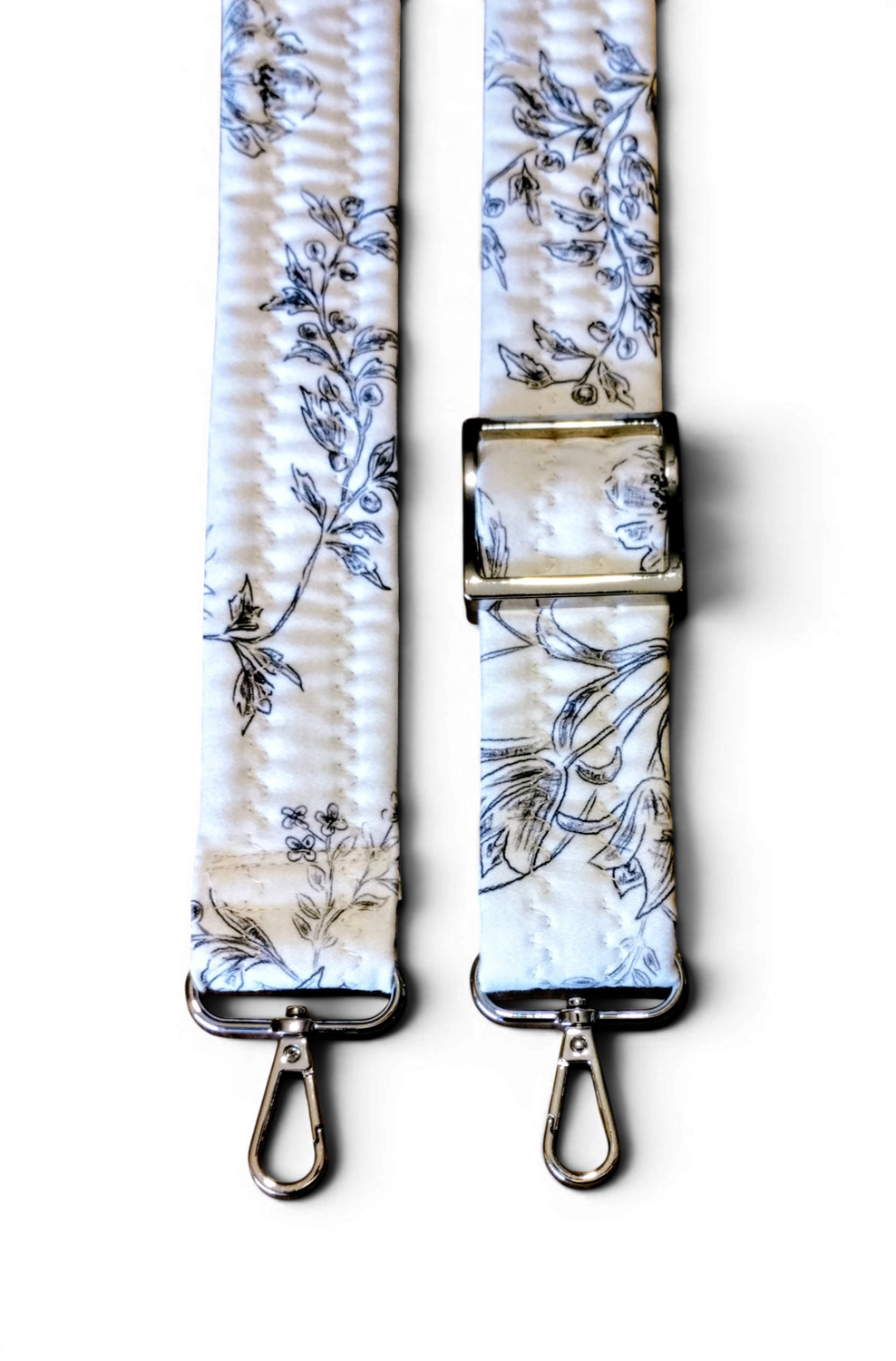 black and white floral soft padded crossbody strap