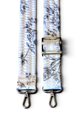 black and white floral soft padded crossbody strap
