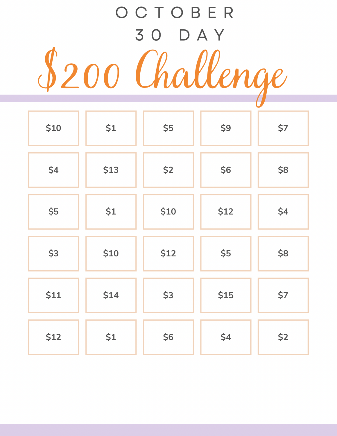 October Savings Challenge