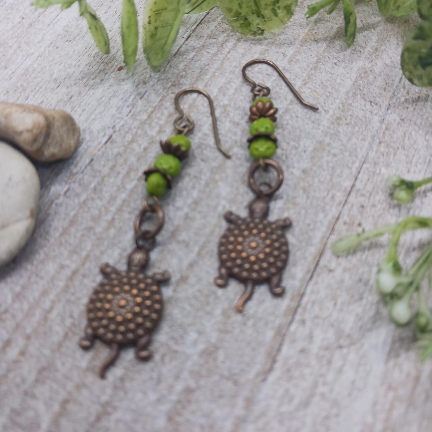 *Whitney* Woodland Turtle Earrings