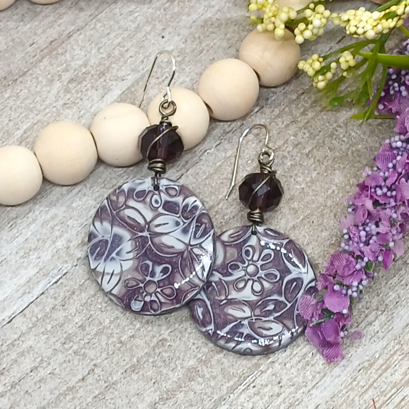 *Miriam* Midnight Garden Polymer Clay Statement Earrings