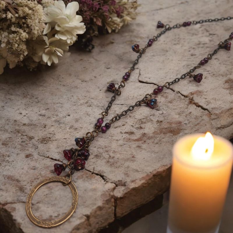 Ella&#39;s Eternity Ring Garnet and Czech Glass Necklace