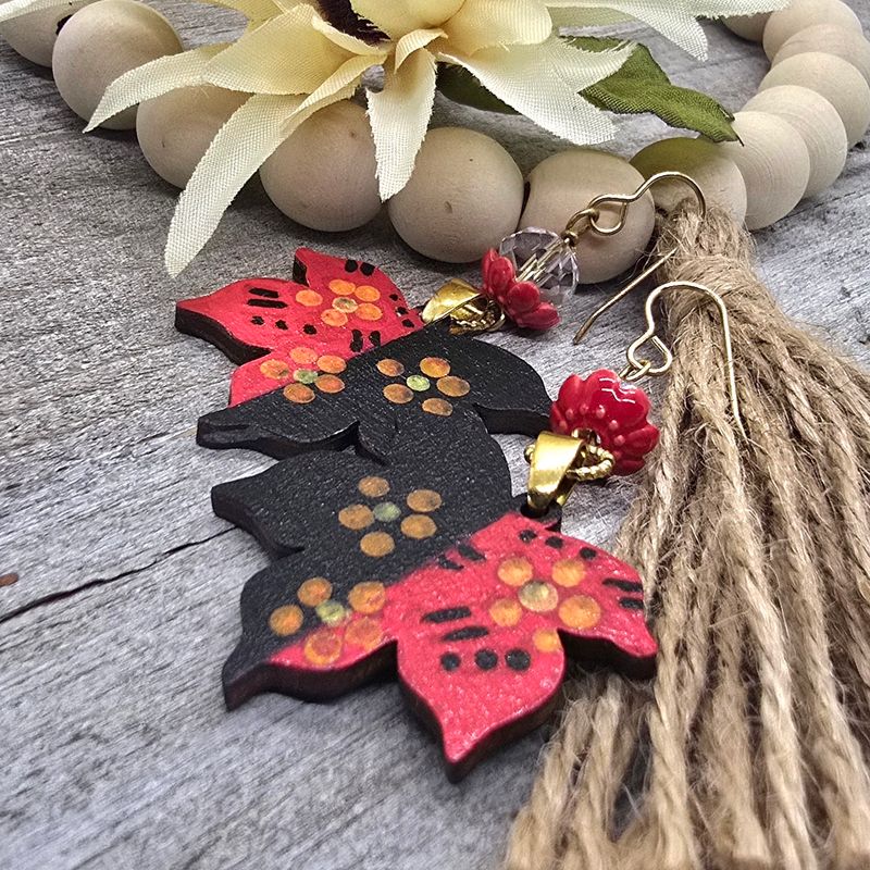 *Patia* Painted Leaf Earrings