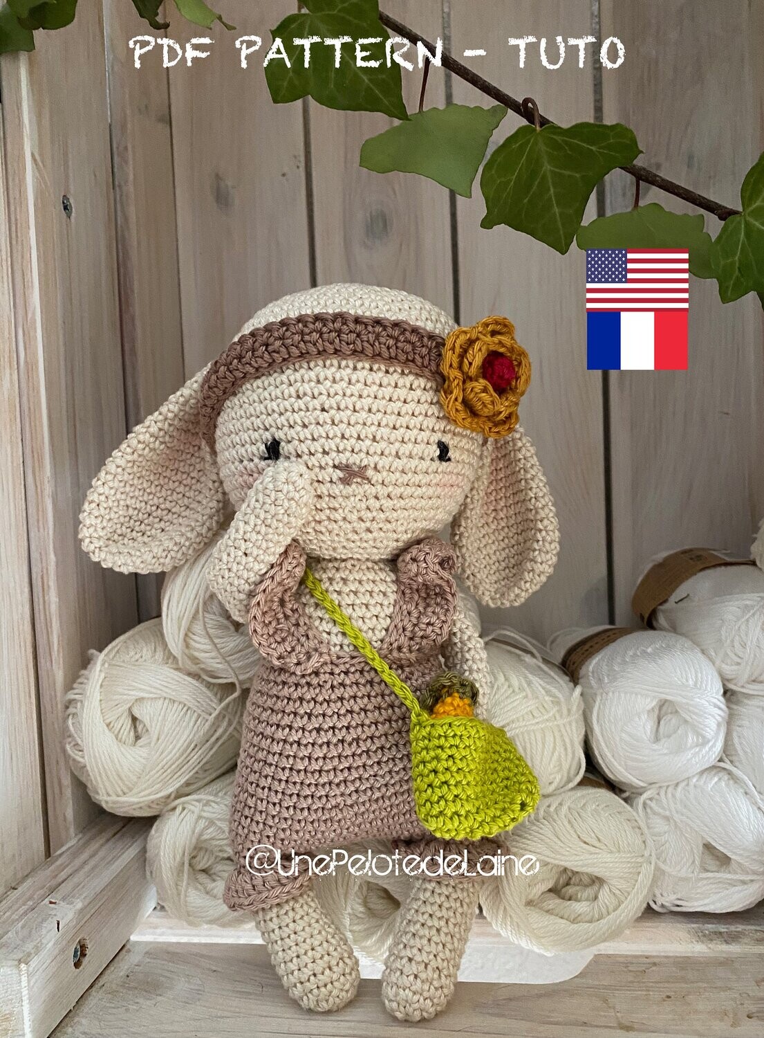 MOLLY le lapin avec son sac, sa carotte, DIY