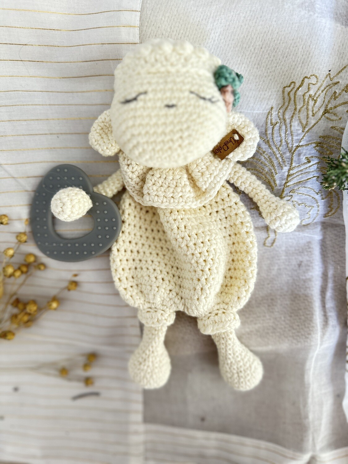 doudou lange mouton avec anneau