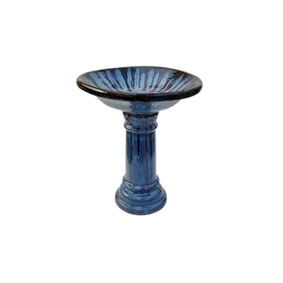 Full Glazed dark blue bird bath 